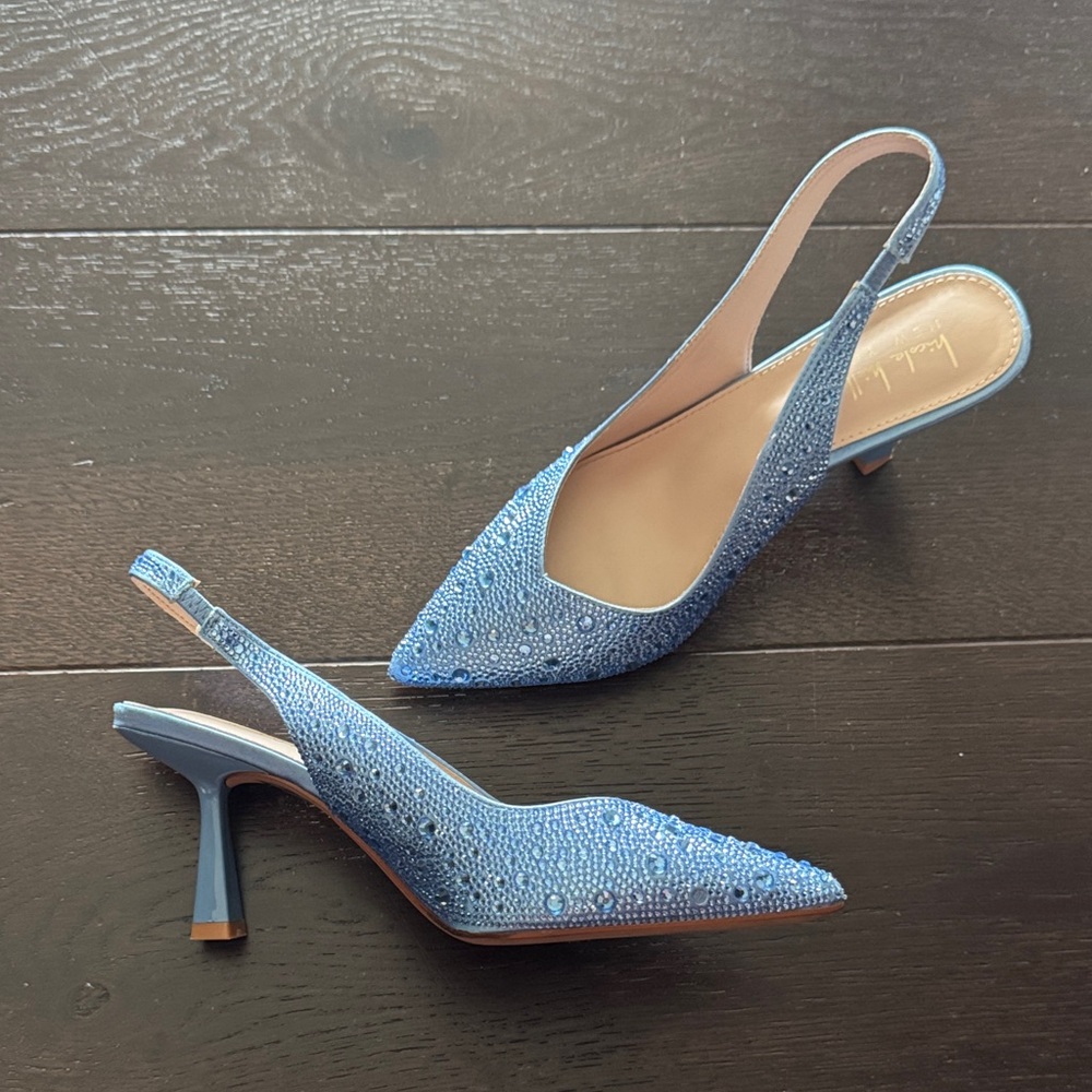 Blue Rhinestone Slingback Heel